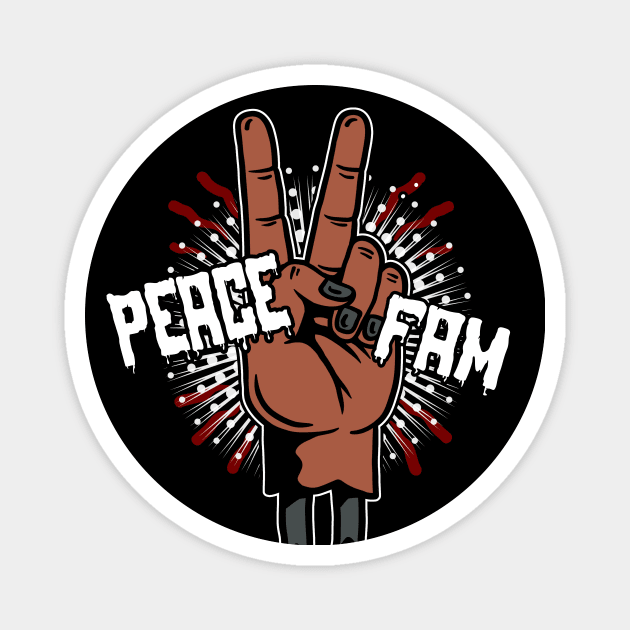 Peace Fam Classic Hip Hop Unity Vector Art Magnet by Glass Table Designs
